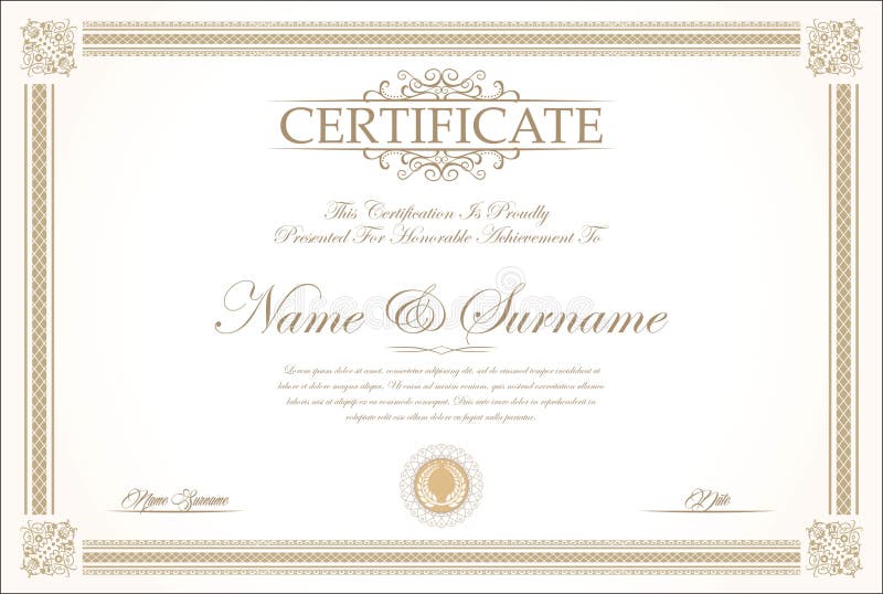 Certificate or diploma retro template royalty free illustration