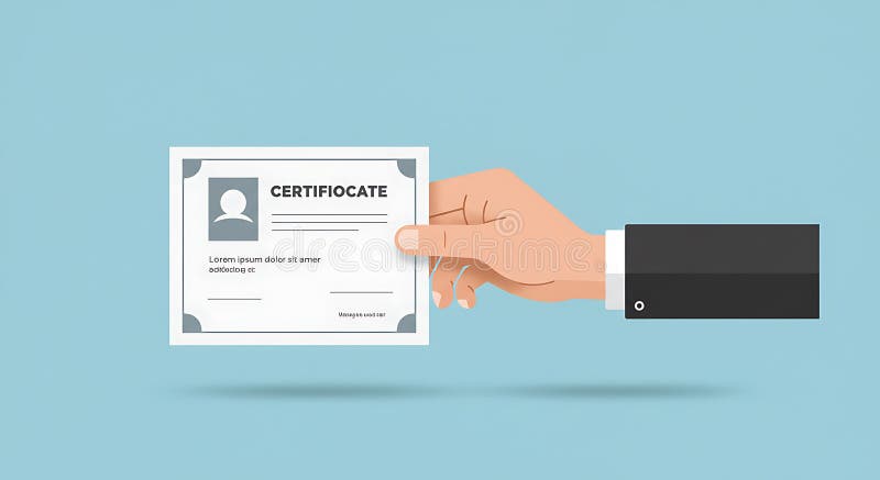 Certificate presentation by hand in suit for achievement in education royalty free illustration