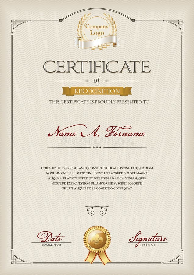 Certificate of Recognition stock illustration