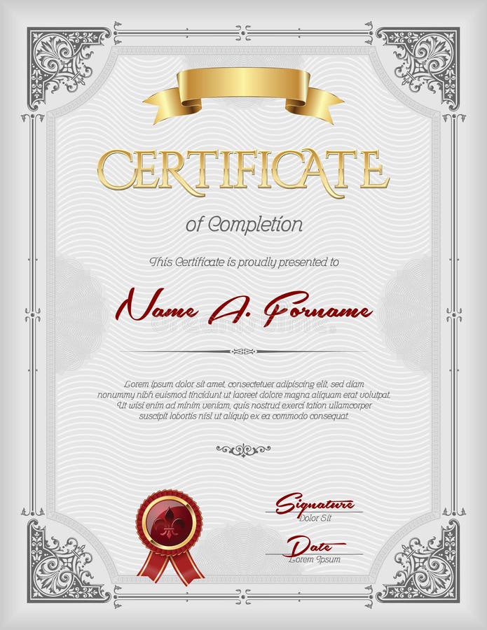 Certificate of Recognition Vintage Frame Portrait royalty free illustration