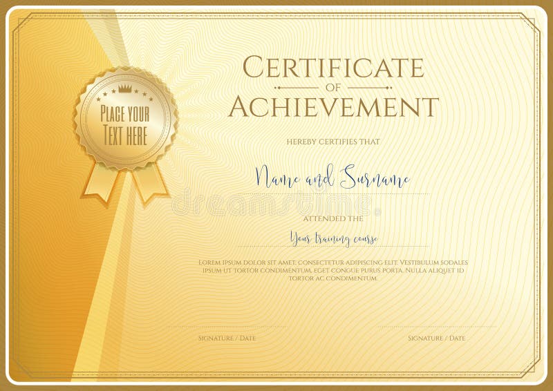 Certificate Of Appreciation Template With Gold Border Stock Vector