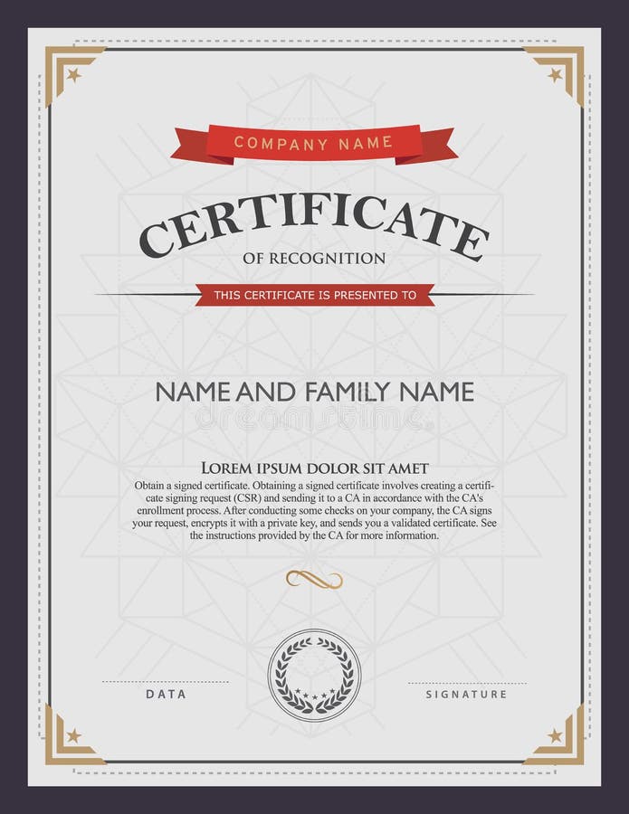 Certificate template and element. stock illustration