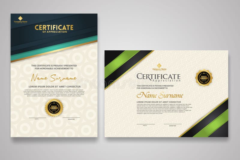 Certificate template with luxury badge and elegance modern pattern background. for appreciation, achievements, award, business royalty free stock photos
