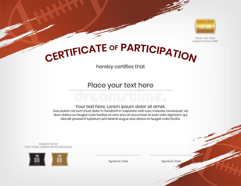 Certificate template in rugby sport theme with border frame, Dip