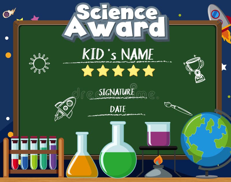 Certificate Template For Science Award With Many Equipments In