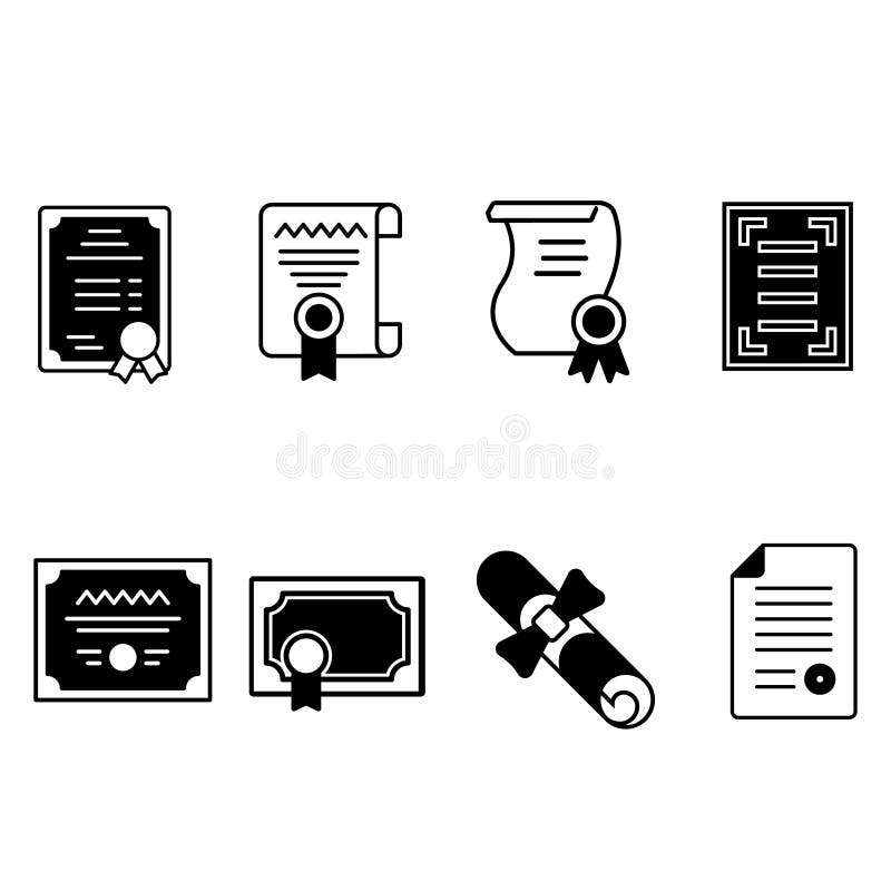Certificate vector icon set. Diploma illustration sign collection. document symbol. stock illustration