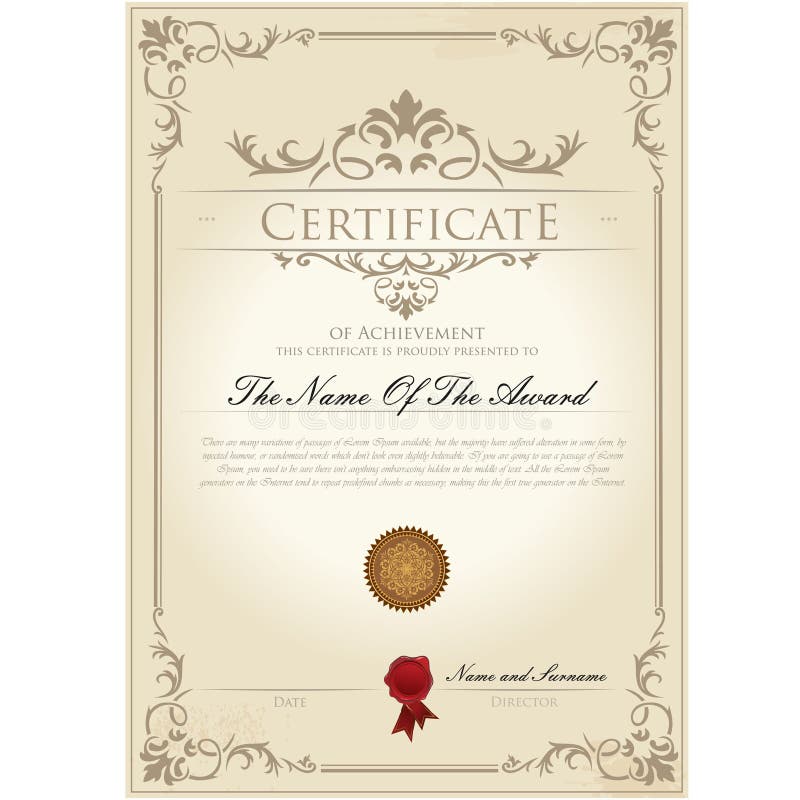 Certificate vintage template royalty free illustration