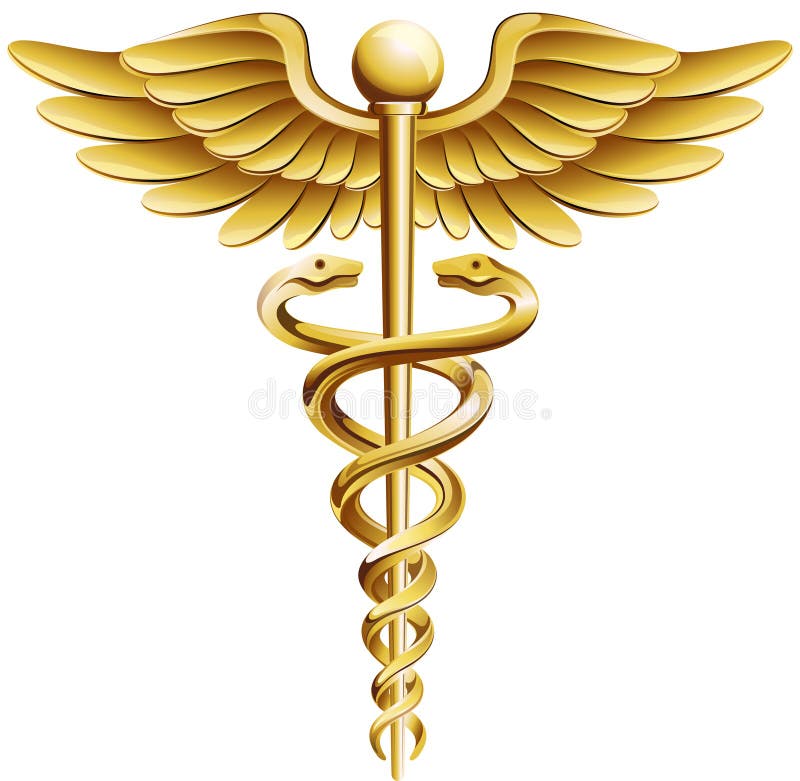 Metal Golden Caduceus stock illustration. Illustration of asklepios ...