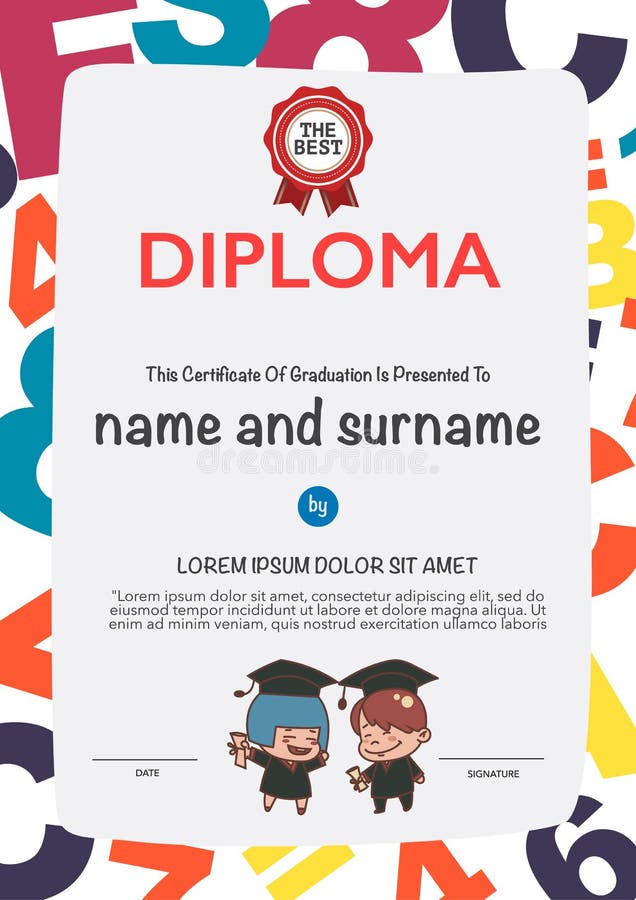 Certificados do jardim de infância ilustração royalty free