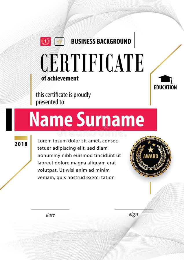 Certificato bianco ufficiale del modello del premio di apprezzamento con il distintivo nero, wafer Elementi di Guilloshe royalty illustrazione gratis Certificato bianco ufficiale del modello del premio di apprezzamento con il distintivo nero, wafer Elementi di Guilloshe royalty illustrazione gratis