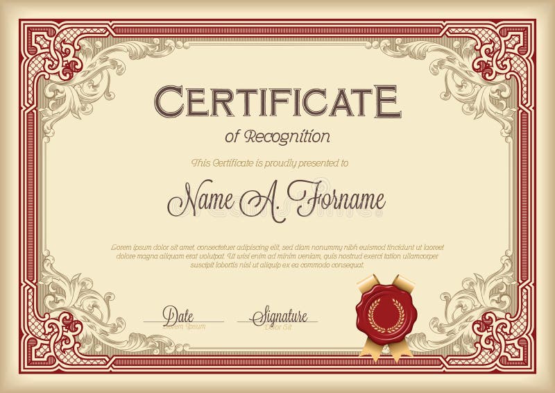 Certifikat av den blom- ramen för erkännandetappning royaltyfri illustrationer Certifikat av den blom- ramen för erkännandetappning royaltyfri illustrationer