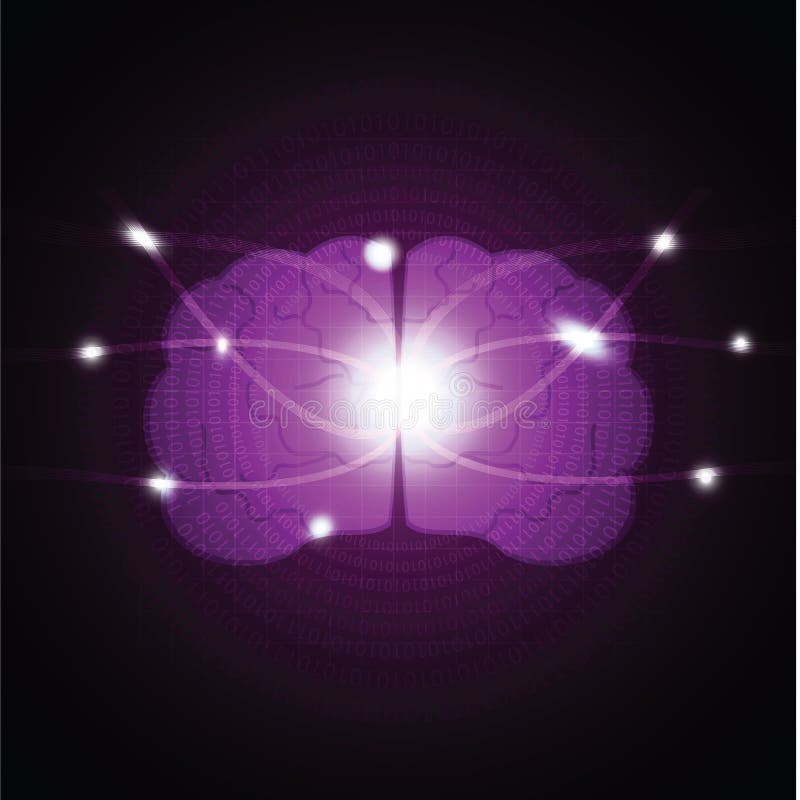 Cerveau abstrait avec le code binaire, fond - vecteur illustration stock Cerveau abstrait avec le code binaire, fond - vecteur illustration stock