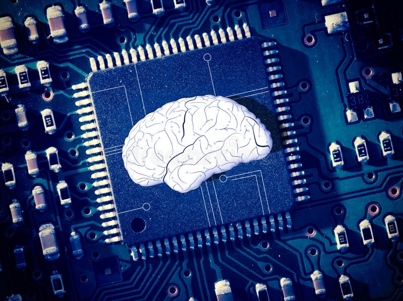 Cerveau au milieu de carte bleue photographie stock libre de droits Cerveau au milieu de carte bleue photographie stock libre de droits