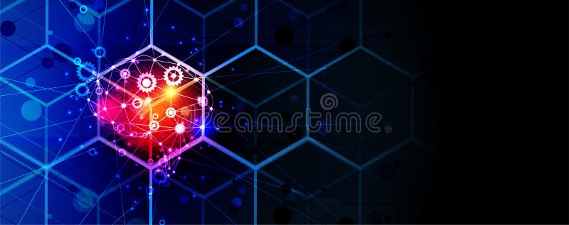 Cerveau d'intelligence artificielle en cube Fond de Web de technologie Concentré virtuel