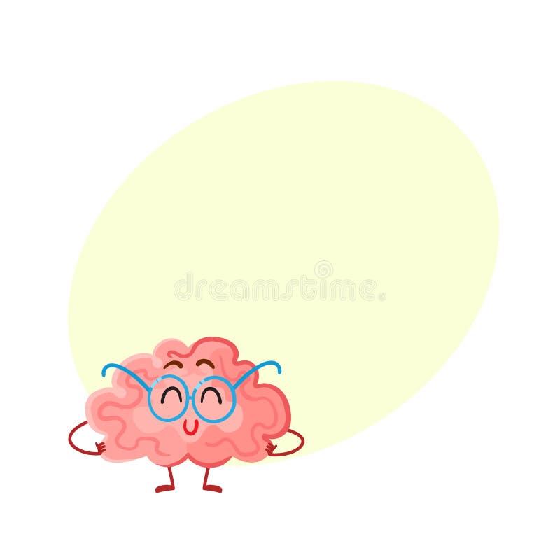 Cerveau de sourire drôle en verres ronds, symbole d'éducation illustration de vecteur Cerveau de sourire drôle en verres ronds, symbole d'éducation illustration de vecteur