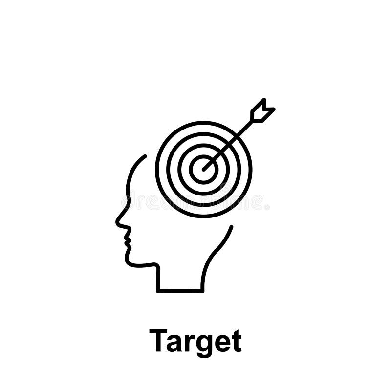 Cerveau, but, icône de cible Élément du nom créatif de witn d'icône de thinkin Ligne mince icône pour la conception de site Web e illustration libre de droits Cerveau, but, icône de cible Élément du nom créatif de witn d'icône de thinkin Ligne mince icône pour la conception de site Web e illustration libre de droits