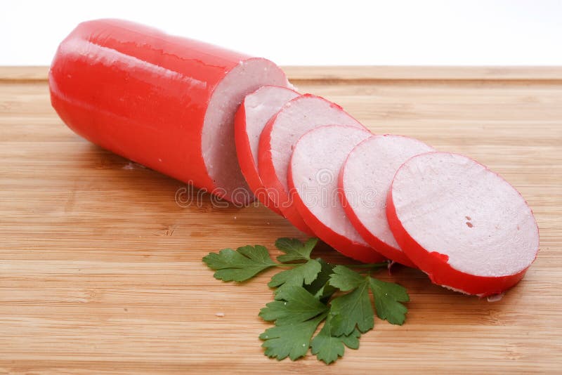 Cervelat sausage stock photo. Image of parsley, cutting 27810678