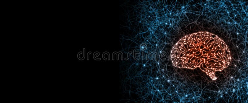 Cervello cibernetico artificiale del circuito dentro la vista laterale del sistema umano dei nervi Concetto di combinazione dell' illustrazione vettoriale