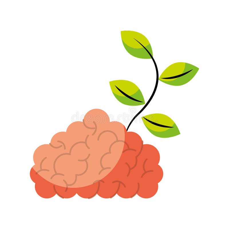 Cervello della tempesta con l'icona isolata pianta delle foglie