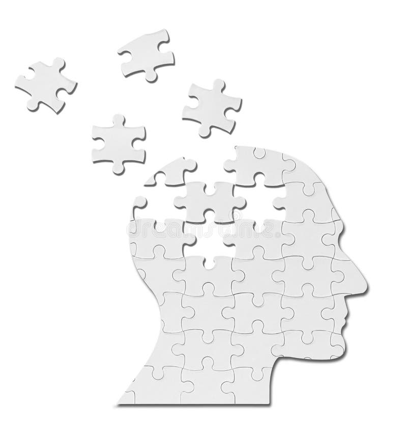 Cervello di mente della siluetta della testa della soluzione del gioco di puzzle illustrazione di stock Cervello di mente della siluetta della testa della soluzione del gioco di puzzle illustrazione di stock