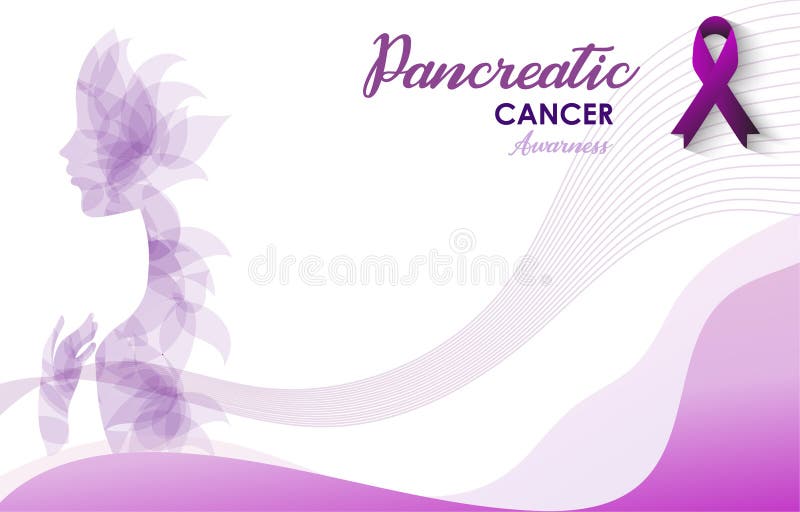 Pancreatic Cancer Awareness on Violet Backgroung with Flower Girl