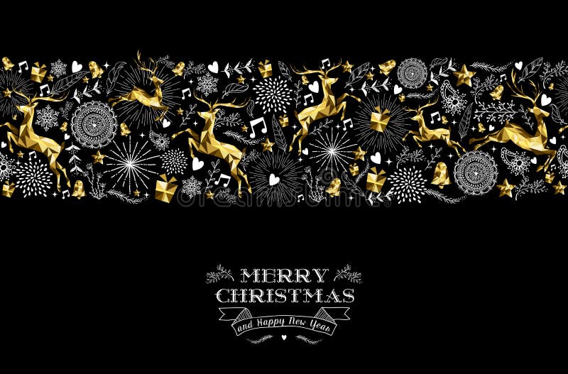 Cervos do ouro do teste padrão da etiqueta do ano novo do Feliz Natal ilustração royalty free Cervos do ouro do teste padrão da etiqueta do ano novo do Feliz Natal ilustração royalty free