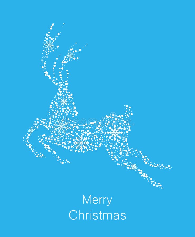 Cervos feitos dos flocos de neve, cartão do Natal do feriado da celebração, veado running ilustração royalty free Cervos feitos dos flocos de neve, cartão do Natal do feriado da celebração, veado running ilustração royalty free