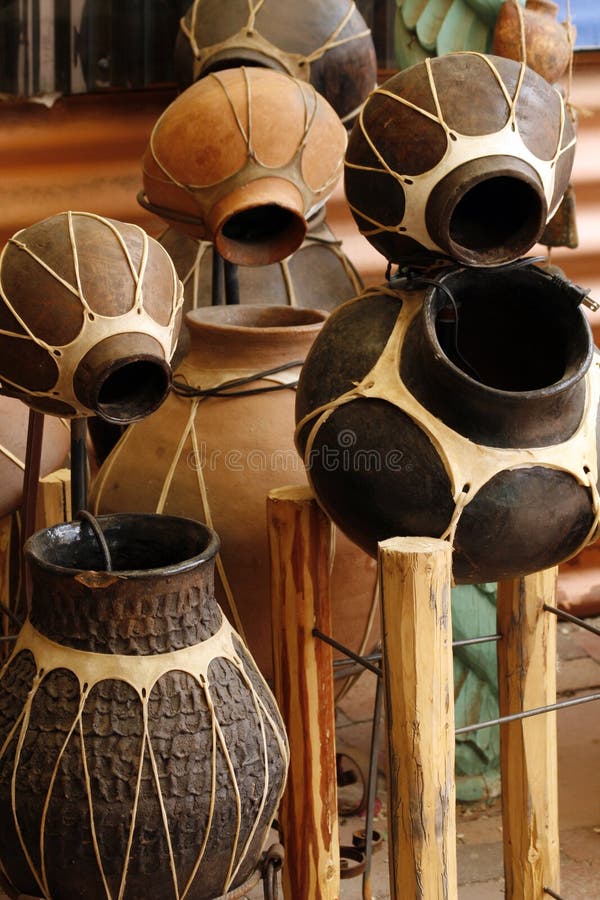 Mexican clay pottery at Santa Fe, New Mexico. Mexican clay pottery at Santa Fe, New Mexico