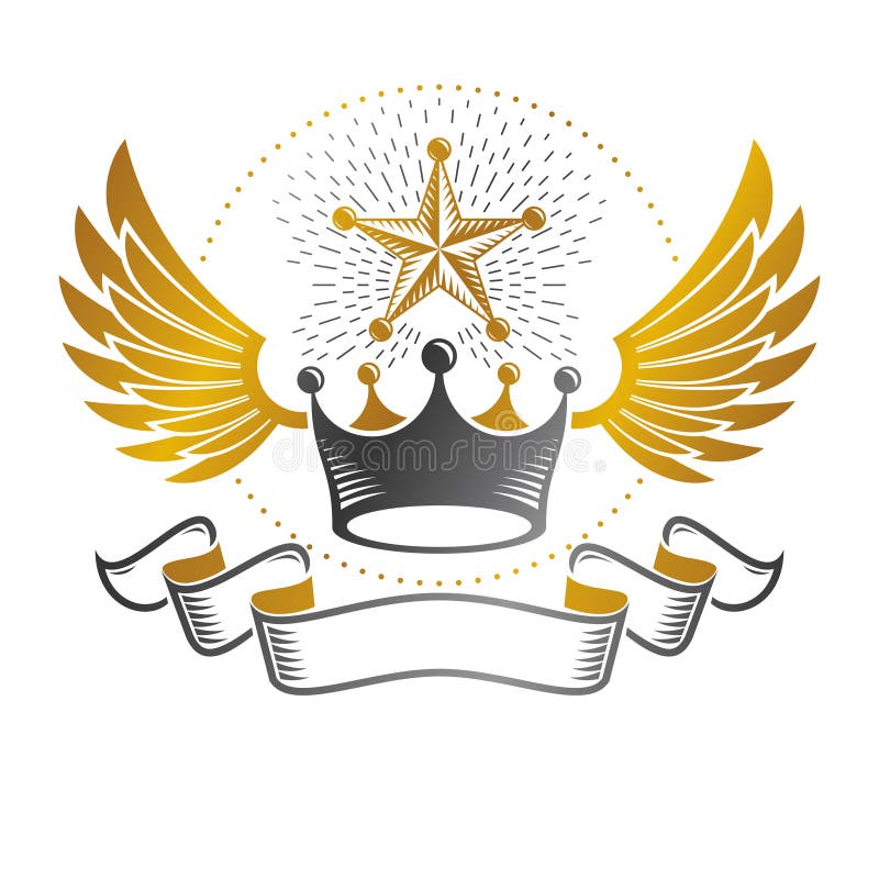 Cesarski korona emblemat Heraldyczny żakiet ręki, rocznik wektorowa bela ilustracji