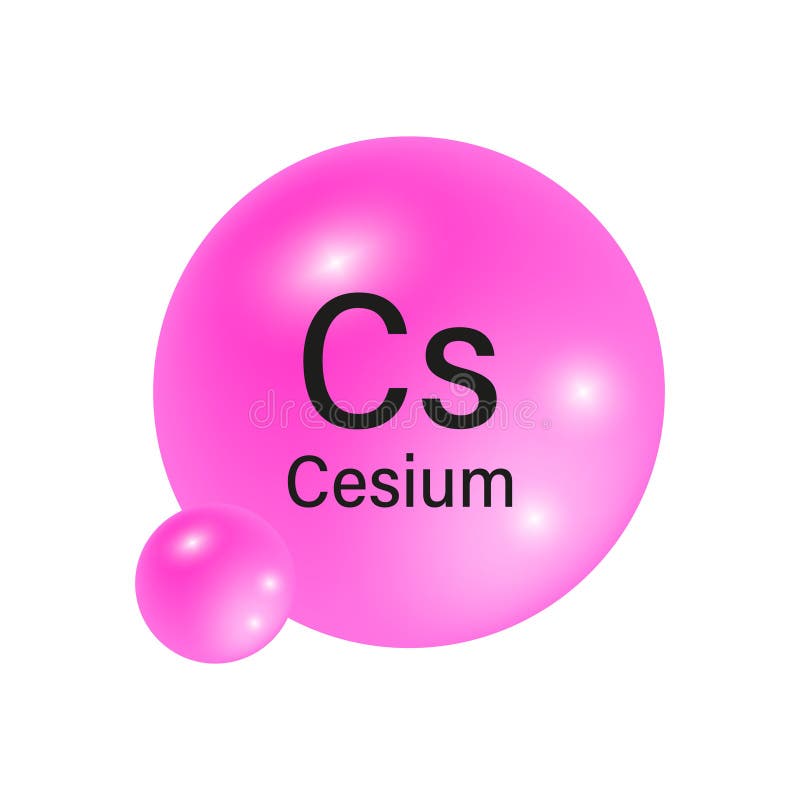 Pictogramă element cesiu. sfere gradient roz. simbol de chimie vectorială. design strălucitor și reflectorizant. royalty free illustration