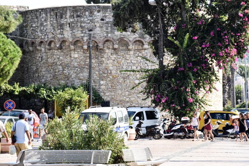 Cesme kasztel, Izmir Egejski, miasteczko zdjęcie stock Cesme kasztel, Izmir Egejski, miasteczko zdjęcie stock