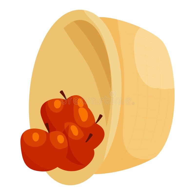 Cesta com maçãs ícone, estilo dos desenhos animados ilustração royalty free Cesta com maçãs ícone, estilo dos desenhos animados ilustração royalty free