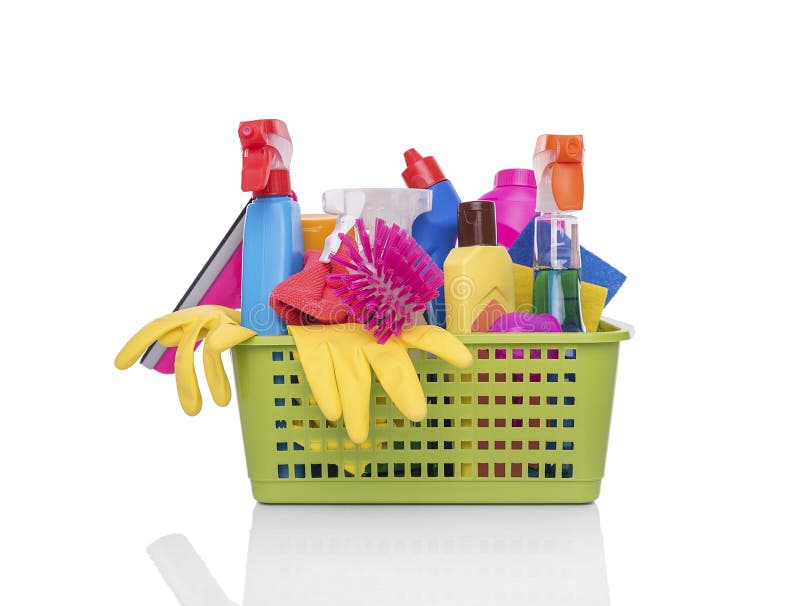 Cesta Con De Limpieza Hogar Imagen de archivo - de limpieza, blanqueo: 86718043