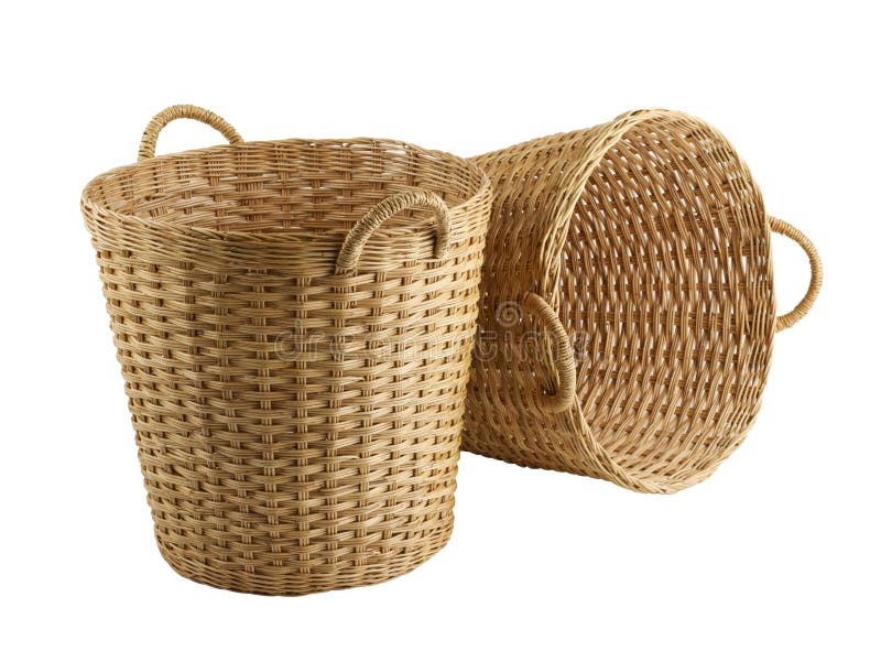 Cestos de vime de madeira imagem de stock