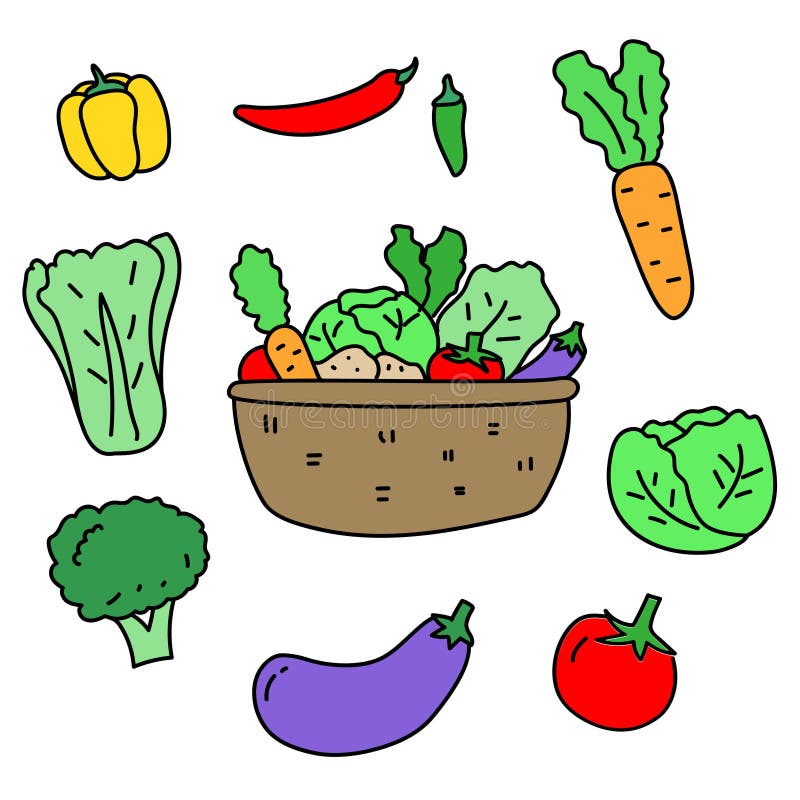 Composição Plana Dos Vegetais Dos Desenhos Animados Royalty Free SVG,  Cliparts, Vetores, e Ilustrações Stock. Image 191724393