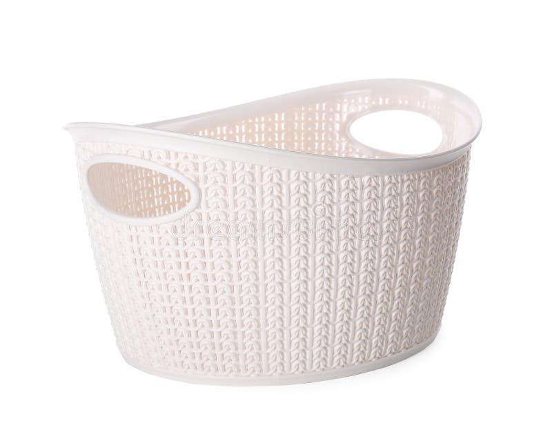 Cesto de roupa de plástico leve isolado fotografia de stock