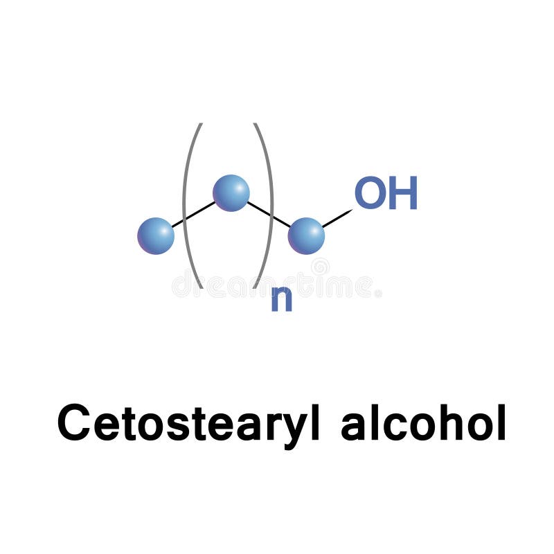 Cetyl (or palmityl) alcohol molecule. Constituent of cetostearyl