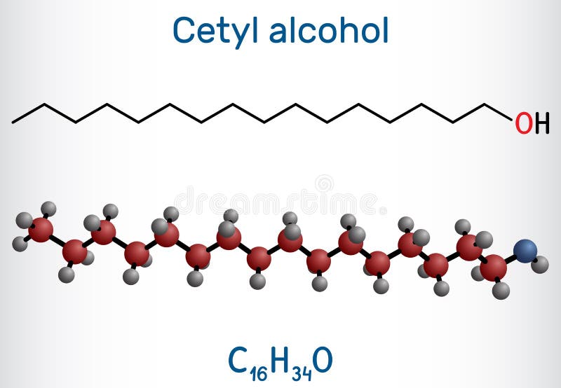 Cetyl Alcohol, Palmityl Alcohol Molecule. Used in Cosmetic Industry