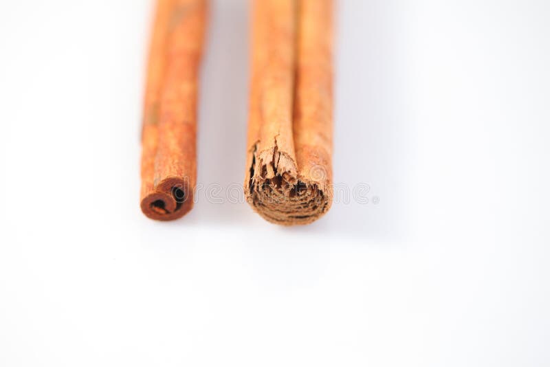 Ceylon Cinnamon and Cassia Bark .external Differences Stock Photo