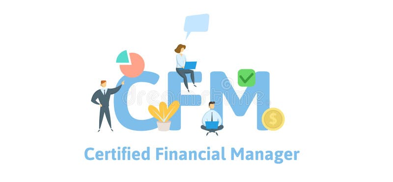 CFM, Certified Financial Manager. Concept with keywords, letters and icons. Colored flat vector illustration. Isolated on white background. CFM, Certified Financial Manager. Concept with keywords, letters and icons. Colored flat vector illustration. Isolated on white background.