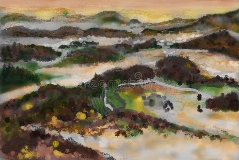 Cg painting mountain vector illustration