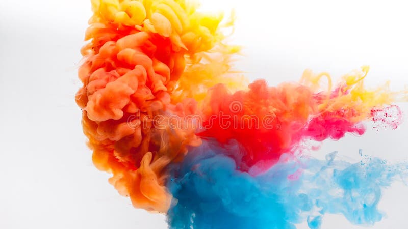 CGI Animated Reflected and less cropped version of Red, yellow and blue colors paint splash.