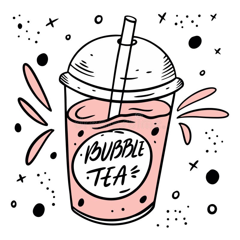 Vetores de Tapioca Plana Do Chá Da Bolha Ilustração Do Logotipo Ilustração  Monocromática Do Kawaii Do Vetor Boba Bonito Do Chá Da Bolha Do Sorriso De  Kawaii Página Da Coloração Desenho Das