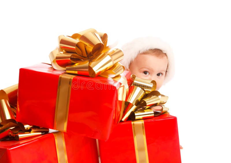 Enfants De Bébé De Noël, Boîte-cadeau D'enfant Et Santa Bag Actuels Photo  stock - Image du fille, regarder: 46505456