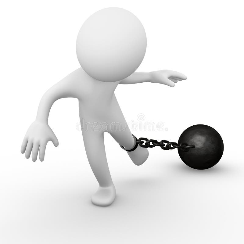 Chain ball attached to a man