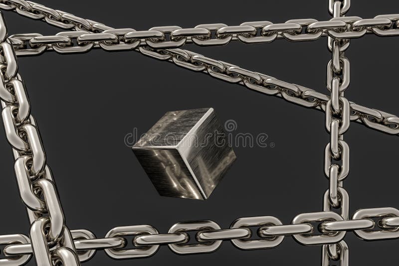 Chain with blank background, concept of digital security, 3d rendering