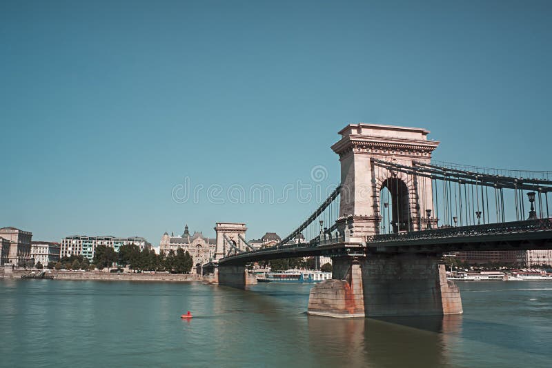 Chain Bridge over the Blue Danube river