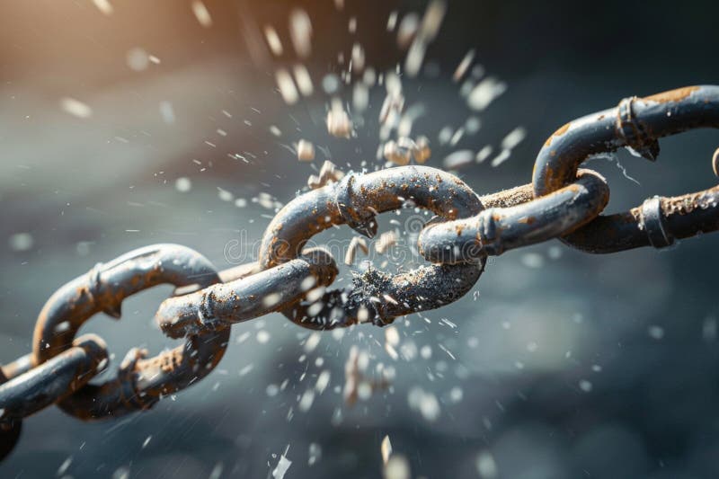 Chain and broken or torn chain vector illustration