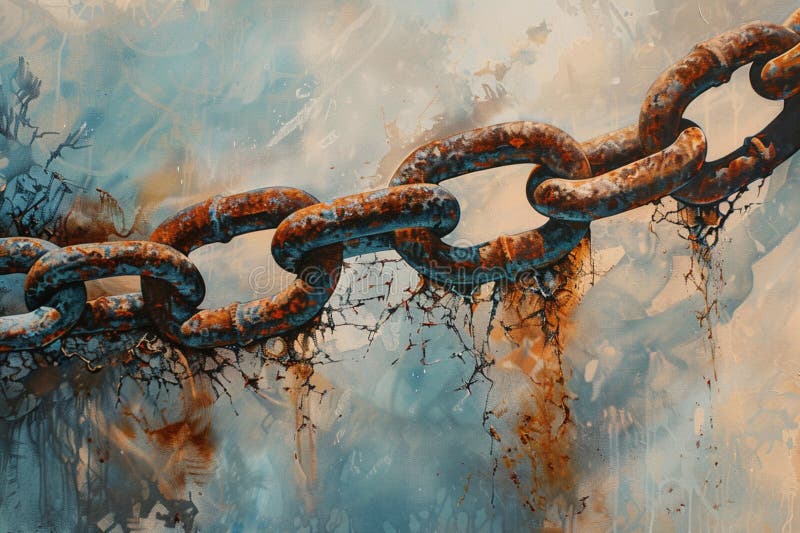 Corrente e corrente quebrada ou rasgada ilustração do vetor