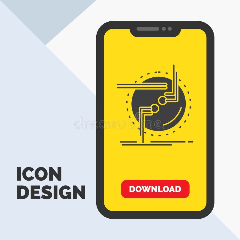 Chain, connect, connection, link, wire Glyph Icon in Mobile for Download Page. Yellow Background royalty free illustration